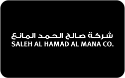 "Saleh Al Hamad Al Mana Co." logo in white