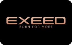Rose gold "EXEED BORN FOR MORE" logo on black