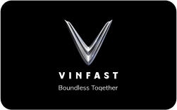 VinFast logo with a shiny 'V' and tagline