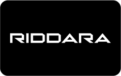 White "RIDDARA" logo on black background