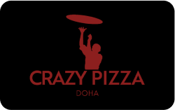 Crazy Pizza Doha logo with red silhouette and text