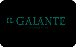 Il Galante logo with green text on black background