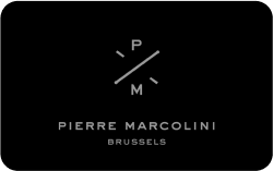 Pierre Marcolini Brussels logo in black background