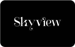 The white "Skyview" logo on a black background