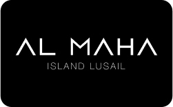 Al Maha Island Lusail logo with white text on black