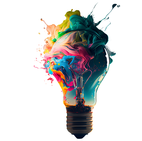 Creative colorful light bulb symbolizing innovation