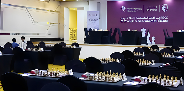 Chess tournament setup with empty tables