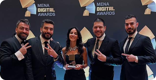 Five people with awards at MENA Digital Awards