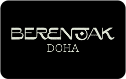 Berendjak Doha logo in white on black