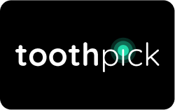 The "toothpick" logo, with a green dot