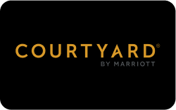 Courtyard by Marriott logo in gold and gray text