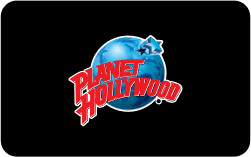 A "Planet Hollywood" logo on a black background