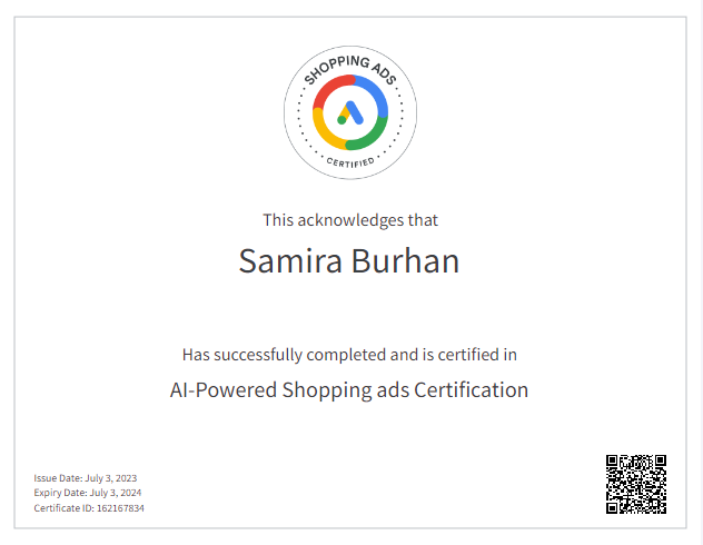 Shopping Ads Certificate